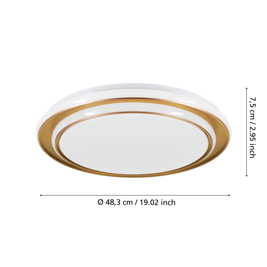 Eglo - Lámpara de techo LED 36W/230V, 2700/4000/6500K, Ø 49 cm, dorado