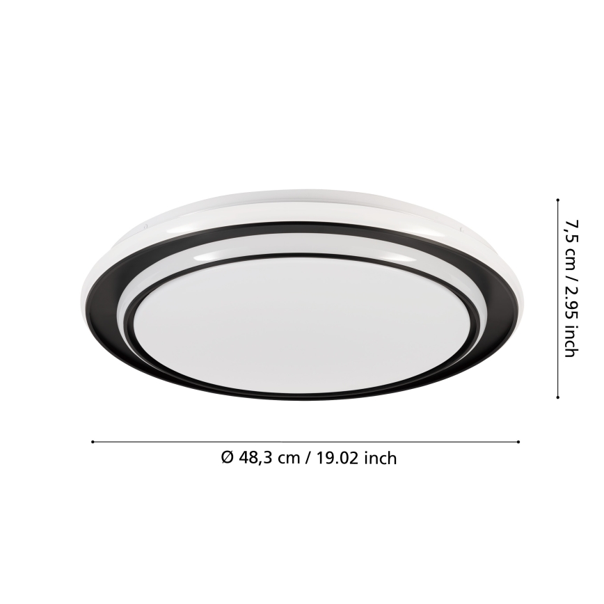 Eglo - Lámpara de techo LED/36W/230V 2700/4000/6500K diámetro 49 cm negra