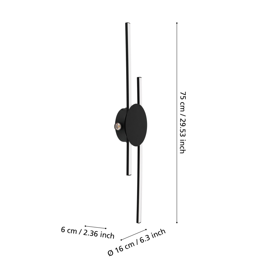 Eglo - Aplique de pared LED/20W/230V + LED/0,91W negro