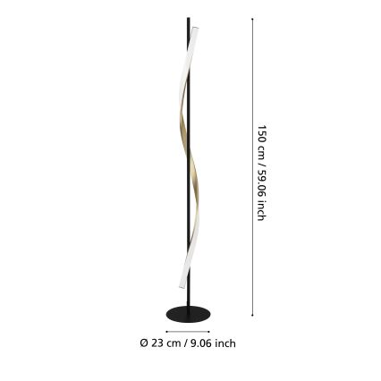 Eglo - Lámpara de pie LED regulable LED/20W/230V 2700/4000/6500K negra/dorada