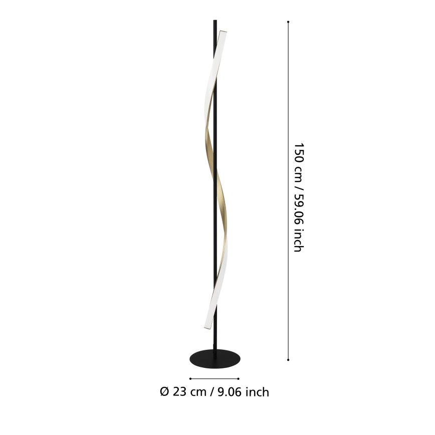 Eglo - Lámpara de pie LED regulable LED/20W/230V 2700/4000/6500K negra/dorada