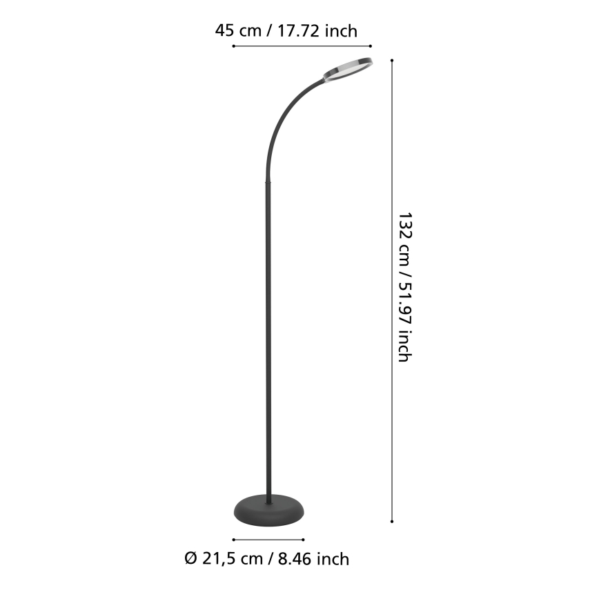 Eglo - Lámpara de pie flexible LED regulable LED/5,5W/230V 2700/4000/6500K negra