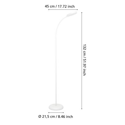 Eglo - Lámpara de pie flexible LED regulable LED/5,5W/230V 2700/4000/6500K blanca