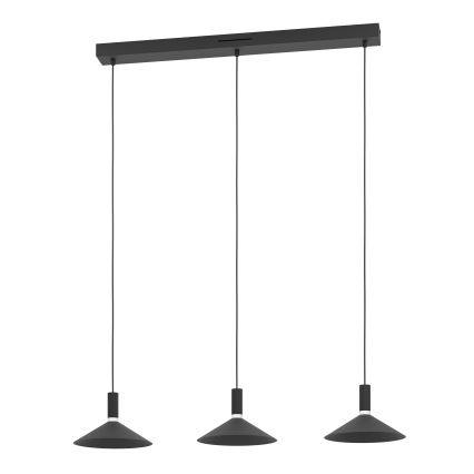 Eglo - Lámpara colgante LED RGBW regulable con cable 3xLED/7,5W/230V 2700-6500K negra