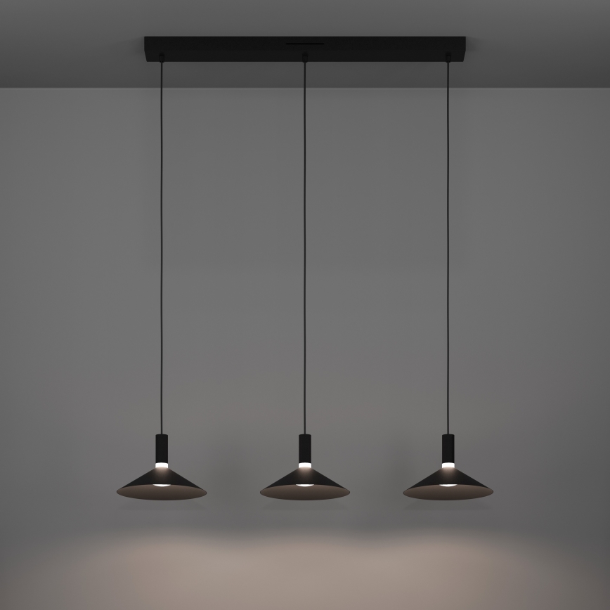 Eglo - Lámpara colgante LED RGBW regulable con cable 3xLED/7,5W/230V 2700-6500K negra