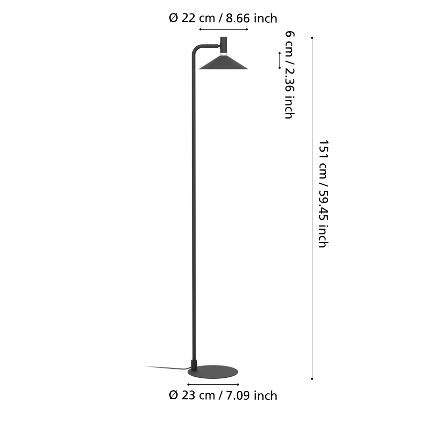 Eglo - Lámpara de pie LED RGBW regulable, 7,5 W, 230 V, 2700–6500 K, negra