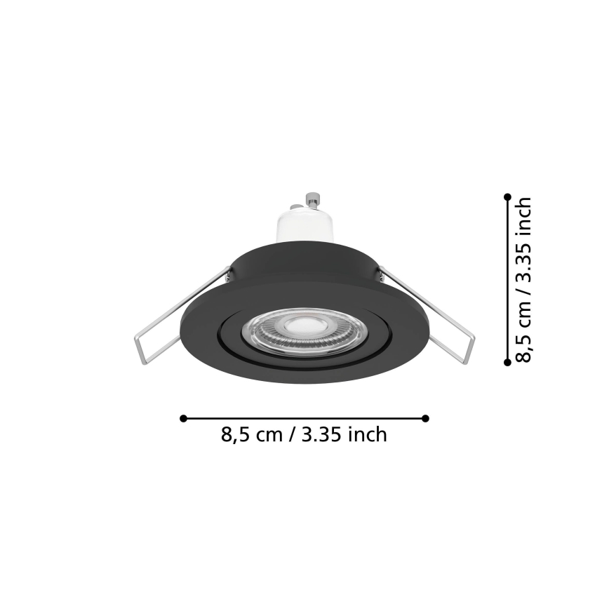 Eglo - Foco empotrable LED para baño 1xGU10/4,5W/230V IP44 negro