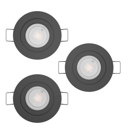 Eglo - Juego de 3 focos empotrables LED para baño 1xGU10/4,5W/230V IP44 negro