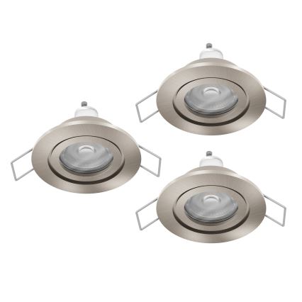 Eglo - Juego de 3 focos empotrables LED para baño 1xGU10/4,5W/230V IP44 cromo mate
