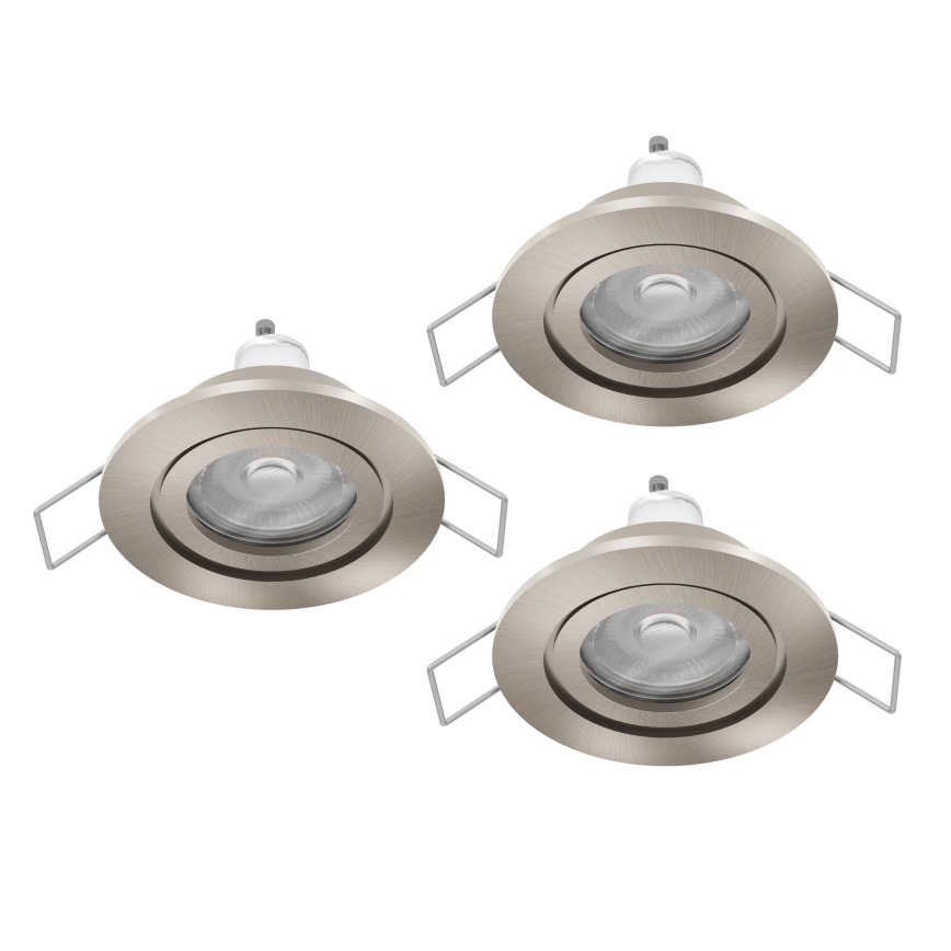 Eglo - Juego de 3 focos empotrables LED para baño 1xGU10/4,5W/230V IP44 cromo mate