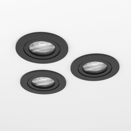 Eglo - Juego de 3 focos empotrables LED para baño 1xGU10/4,5W/230V IP44 negro