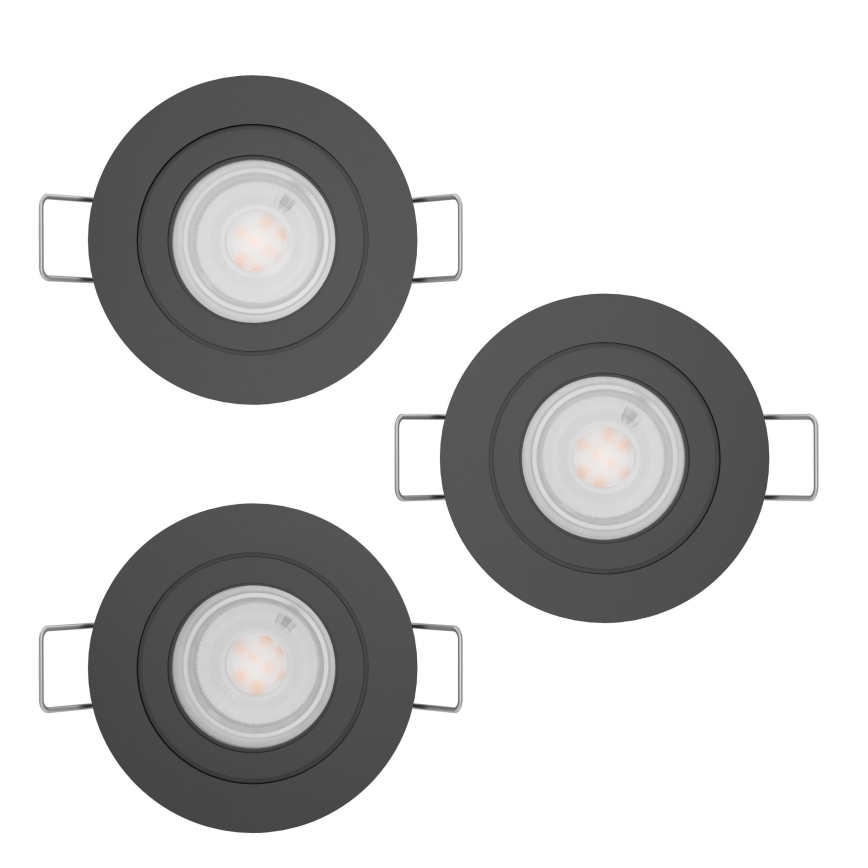 Eglo - Juego de 3 focos empotrables LED, 1x GU10/4,5W/230V, negro