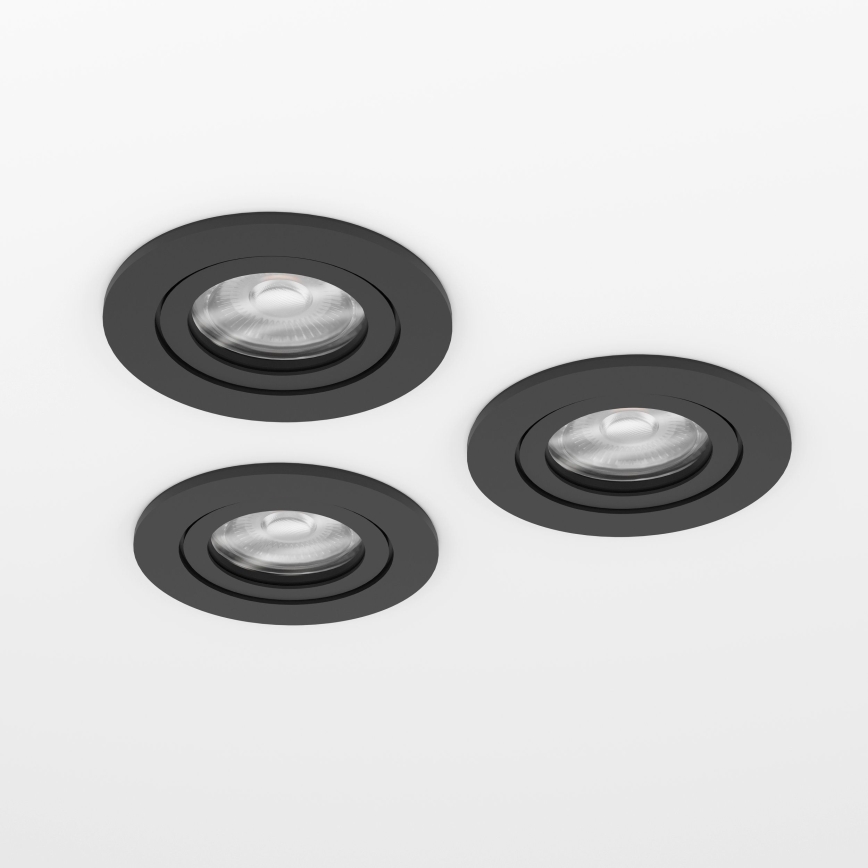 Eglo - Juego de 3 focos empotrables LED, 1x GU10/4,5W/230V, negro