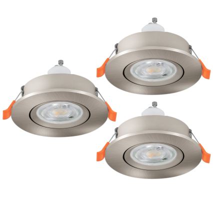 Eglo - Juego de 3 focos empotrados LED, 1xGU10/4,5W/230V, cromo mate
