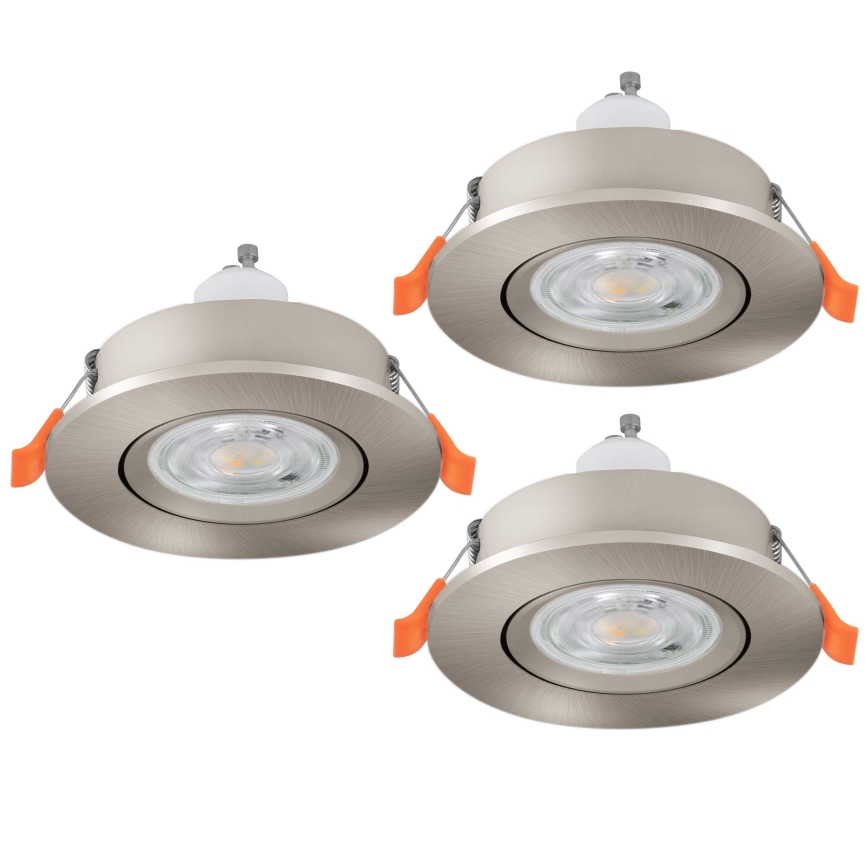 Eglo - Juego de 3 focos empotrados LED, 1xGU10/4,5W/230V, cromo mate