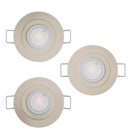 Eglo - Juego de 3 focos empotrados LED, 1xGU10/4,5W/230V, cromo mate