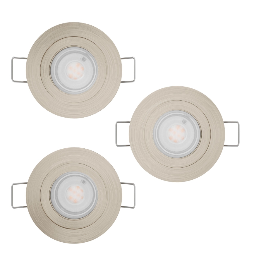 Eglo - Juego de 3 focos empotrados LED, 1xGU10/4,5W/230V, cromo mate