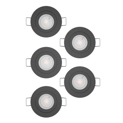 Eglo - Set de 5 focos empotrables LED, 4,8 W, 230 V, 2700/4000/6500 K, negro
