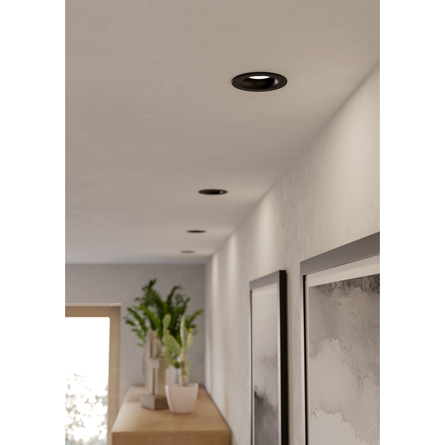 Eglo - Luminaria empotrada LED para baño LED/4,9W/230V 2700/4000/6500K Ø 8,8 cm IP65 negra