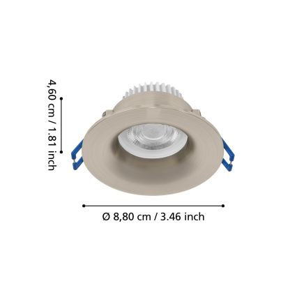 Eglo - Luminaria empotrada LED para baño, 4,9 W, 230 V, 2700/4000/6500 K, Ø 8,8 cm, IP65, cromo mate