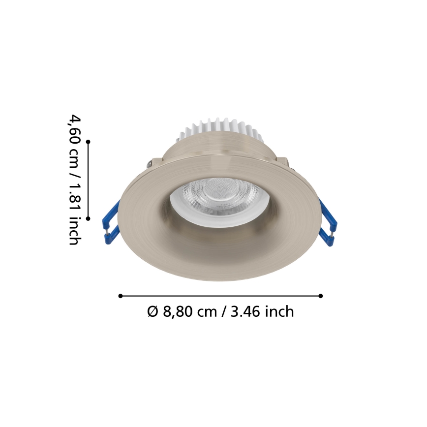 Eglo - Luminaria empotrada LED para baño, 4,9 W, 230 V, 2700/4000/6500 K, Ø 8,8 cm, IP65, cromo mate