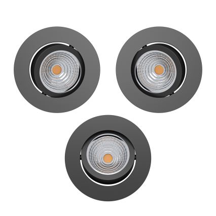 Eglo - Juego de 3 focos empotrables LED regulables LED/6,4W/230V Ø 8,8 cm negro