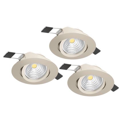 Eglo - Juego de 3 focos empotrables LED regulables LED/6,4W/230V, diámetro 8,8 cm, cromo mate