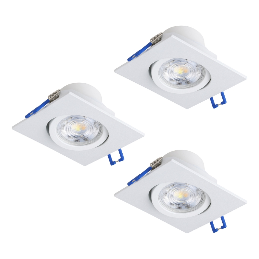 Eglo - Juego de 3 downlights empotrables LED regulables LED/4,8W/230V 8,8x8,8 cm blanco