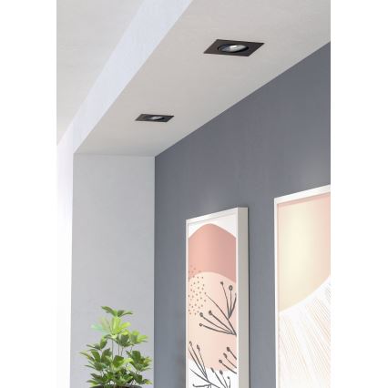 Eglo - Set de 3 luminarias empotrables LED regulables LED/4,8W/230V 8,8x8,8 cm negro