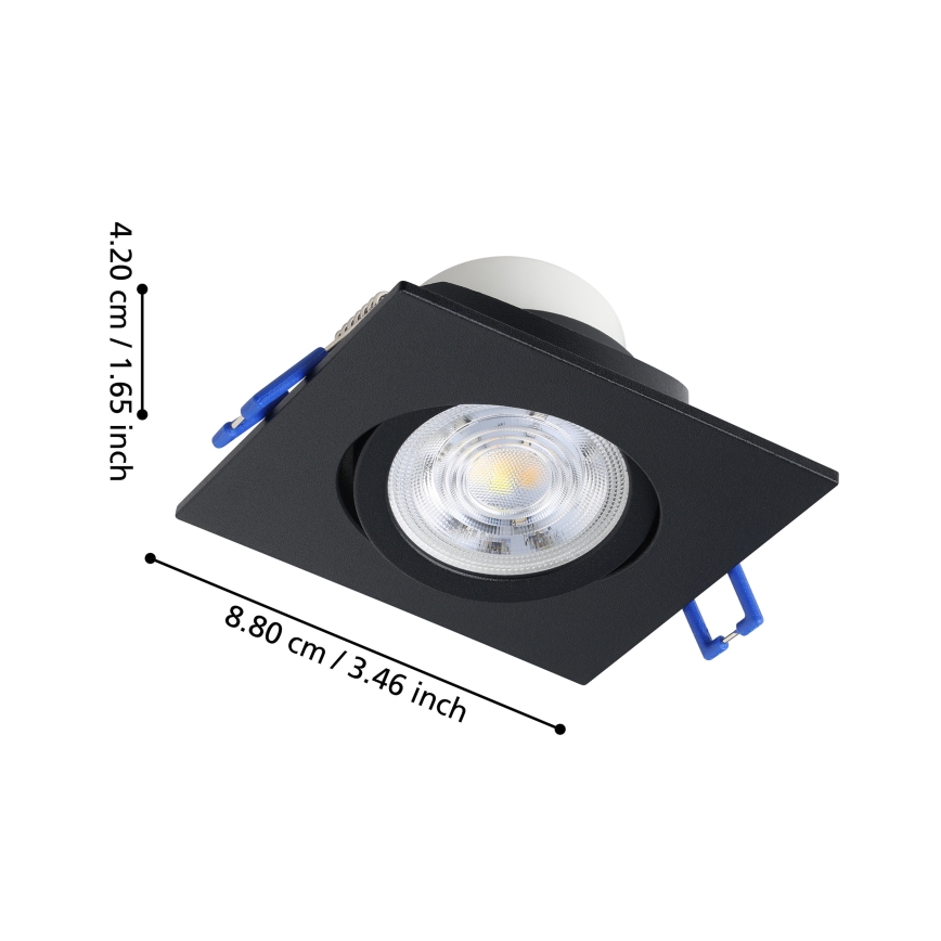 Eglo - Set de 3 luminarias empotrables LED regulables LED/4,8W/230V 8,8x8,8 cm negro