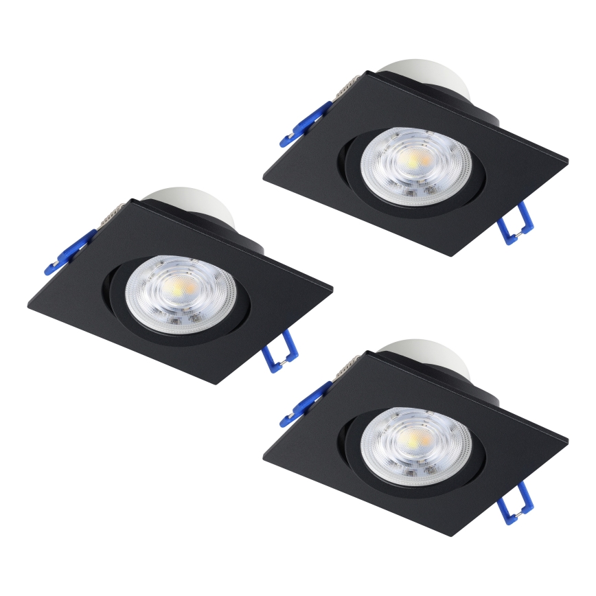 Eglo - Juego de 3 luminarias empotradas LED regulables LED/6,4W/230V 8,8x8,8 cm negro