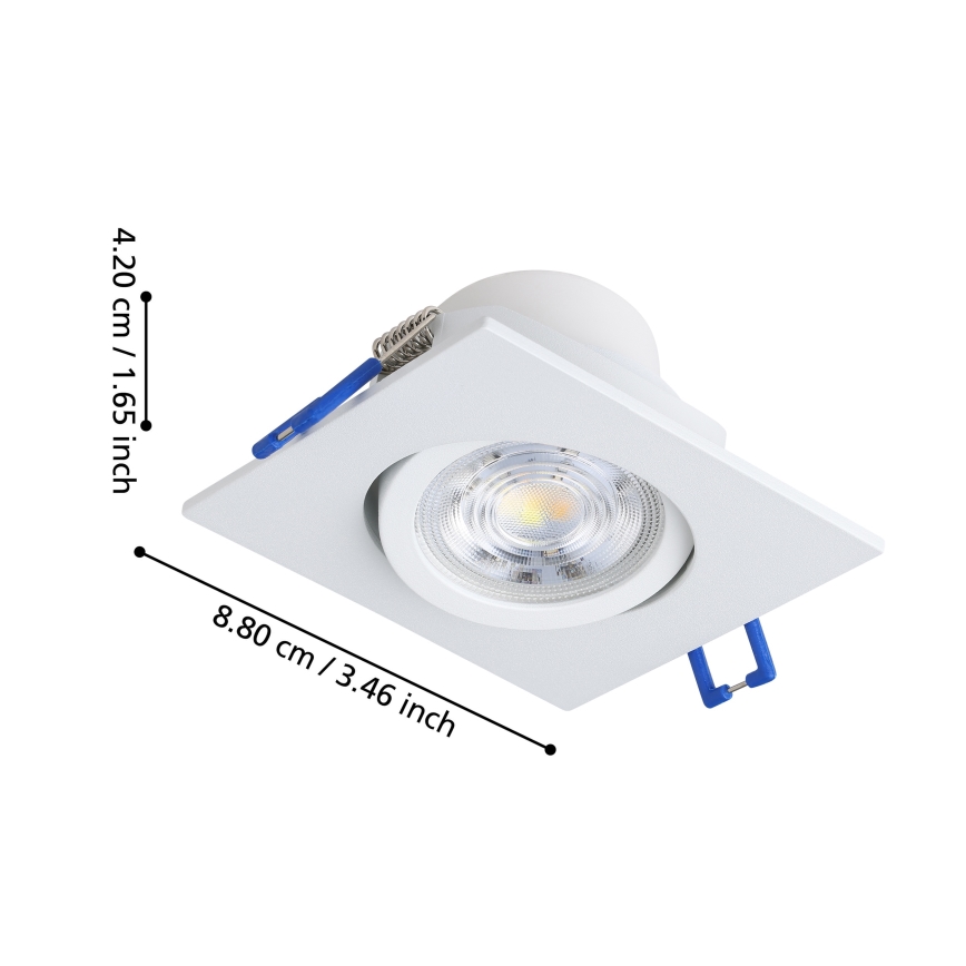Eglo - Juego de 3 focos empotrables LED regulables LED/6,4W/230V 8,8x8,8 cm blanco