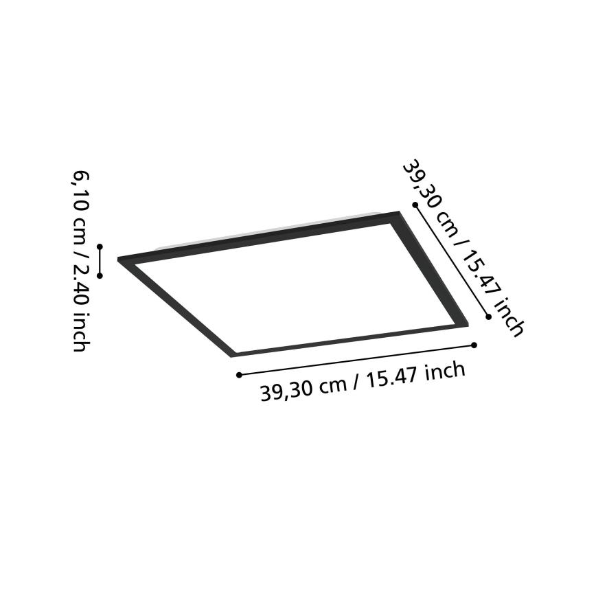 Eglo - Luminaria de techo LED 18,8W/230V 2700/4000/6500K 40x40 cm negro