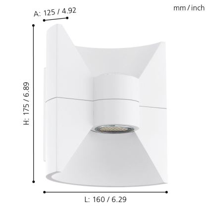 Eglo 93367 - Aplique LED de pared para exterior REDONDO Blanco 2xLED-SMD/2,5W/230V IP44