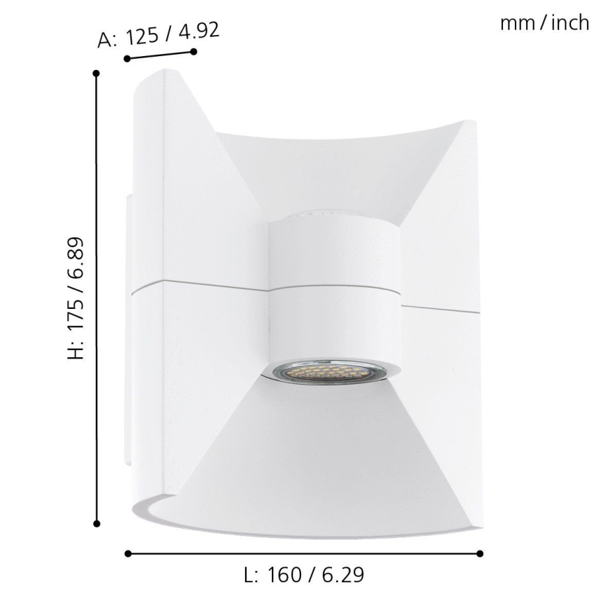 Eglo 93367 - Aplique LED de pared para exterior REDONDO Blanco 2xLED-SMD/2,5W/230V IP44