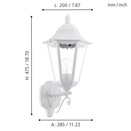 Eglo - Lámpara de pared exterior 1xE27/60W/230V IP44