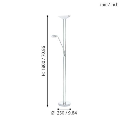 Eglo - Lámpara de pie LED regulable LED/20W + LED/2,5W cromo brillante