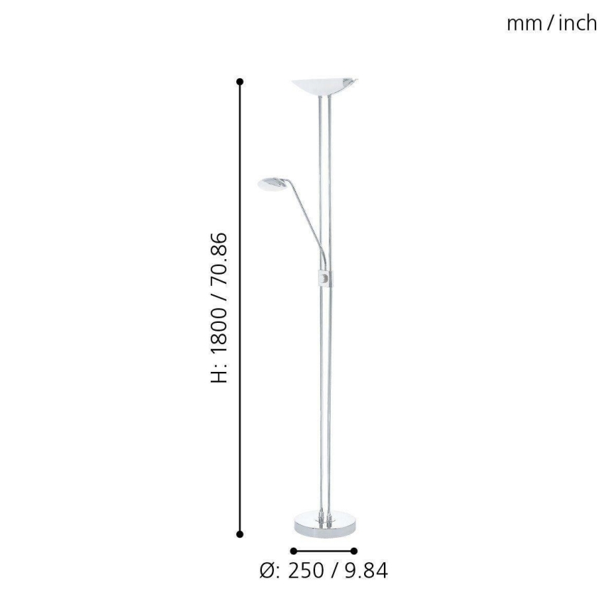 Eglo - Lámpara de pie LED regulable LED/20W + LED/2,5W cromo brillante