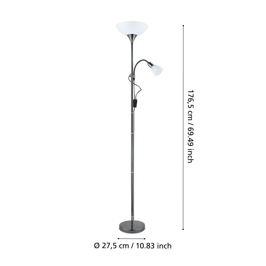 Eglo - Lámpara de pie 1xE27/60W/230V + 1xE14/25W/230V negro cromo