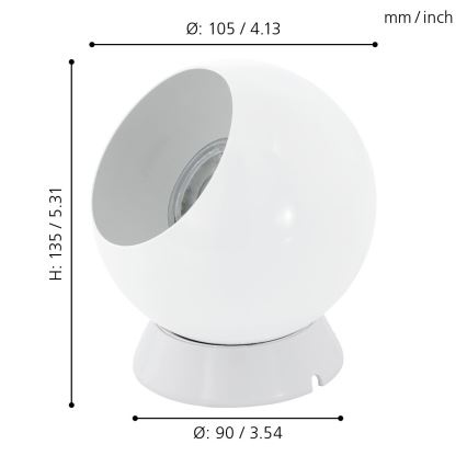 Eglo - Lámpara LED de mesa/pared 1xGU10/2,8W/230V blanca