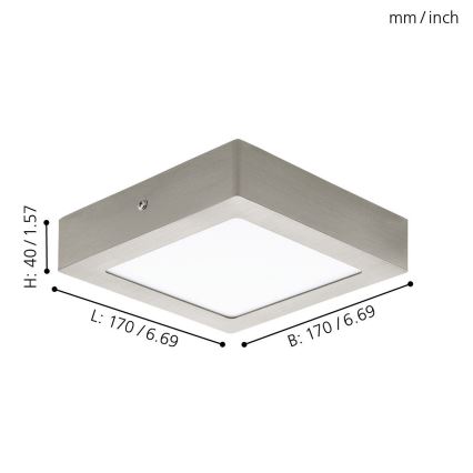 Eglo 94524 - Luminaria de techo LED FUEVA 1 LED/10,9W/230V 17x17 cm