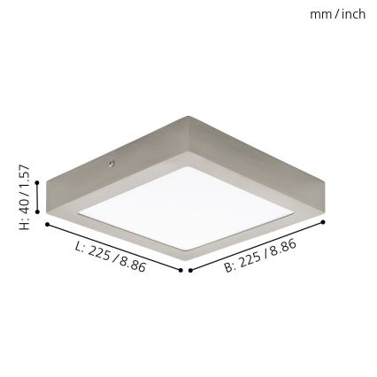 Eglo 94526 - Luminaria de techo LED FUEVA 1 LED/16,5W/230V 22,5x22,5 cm