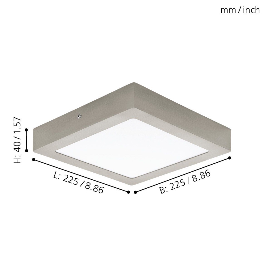 Eglo 94526 - Luminaria de techo LED FUEVA 1 LED/16,5W/230V 22,5x22,5 cm