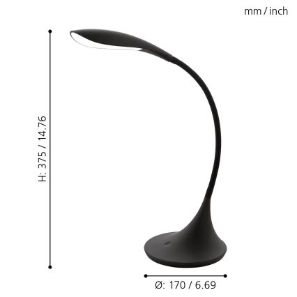 Eglo - Lámpara de mesa LED regulable LED/4,5W/230V negra