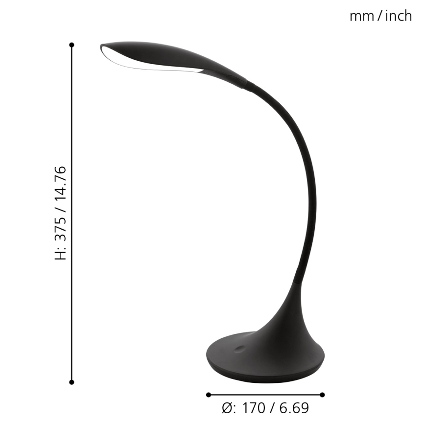 Eglo - Lámpara de mesa LED regulable LED/4,5W/230V negra