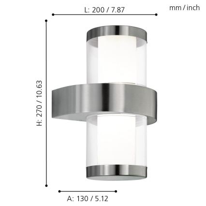 Eglo 94799 - Aplique de pared para exterior BEVERLY 1 2xLED/3,7W/230V IP44