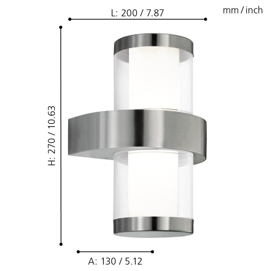 Eglo 94799 - Aplique de pared para exterior BEVERLY 1 2xLED/3,7W/230V IP44