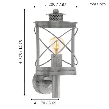Eglo 94865 - Luminaria de exterior HILBURN 1xE27/60W/230V IP44