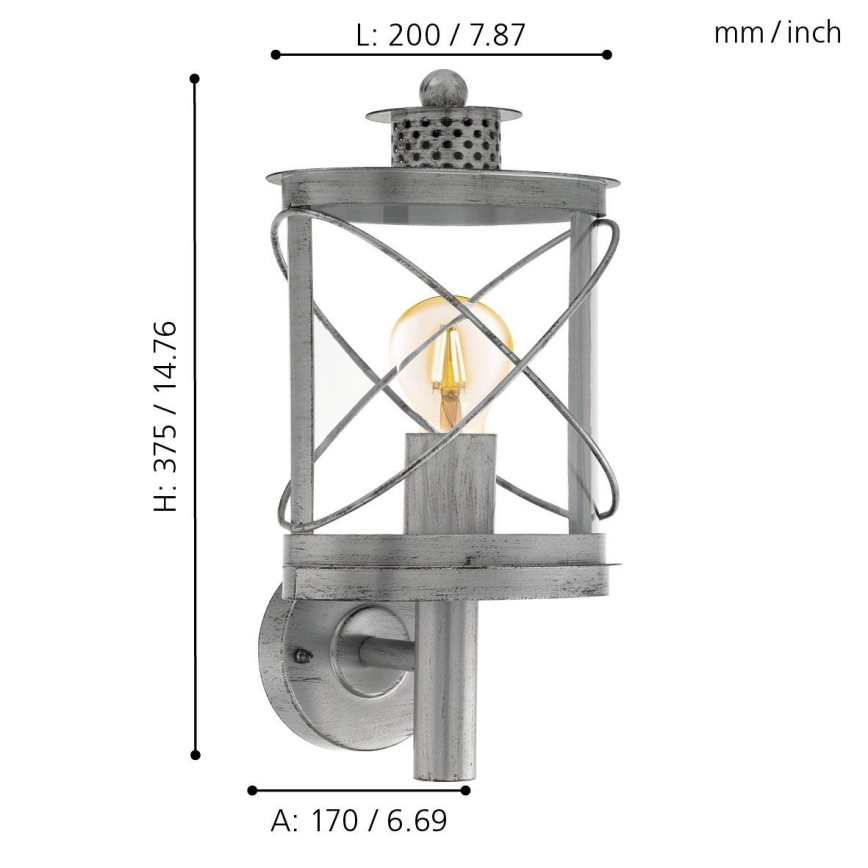 Eglo 94865 - Luminaria de exterior HILBURN 1xE27/60W/230V IP44