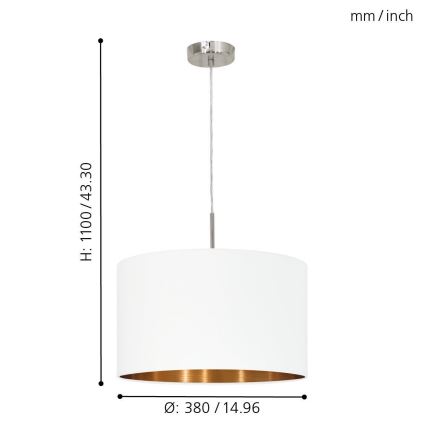 Eglo 95044 - Lámpara colgante PASTERI 1xE27/60W/230V